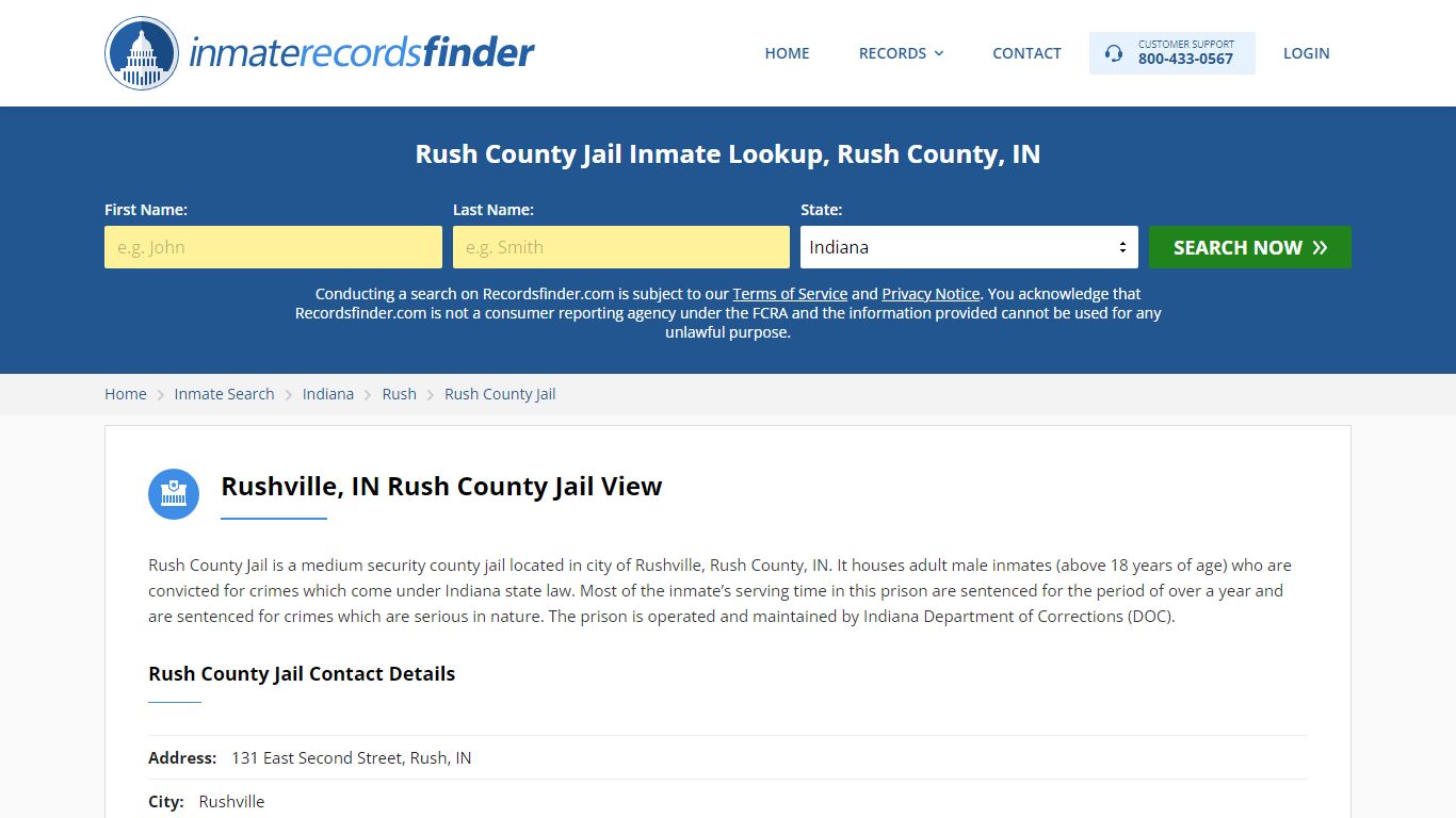 Rush County Jail Roster & Inmate Search, Rush County, IN